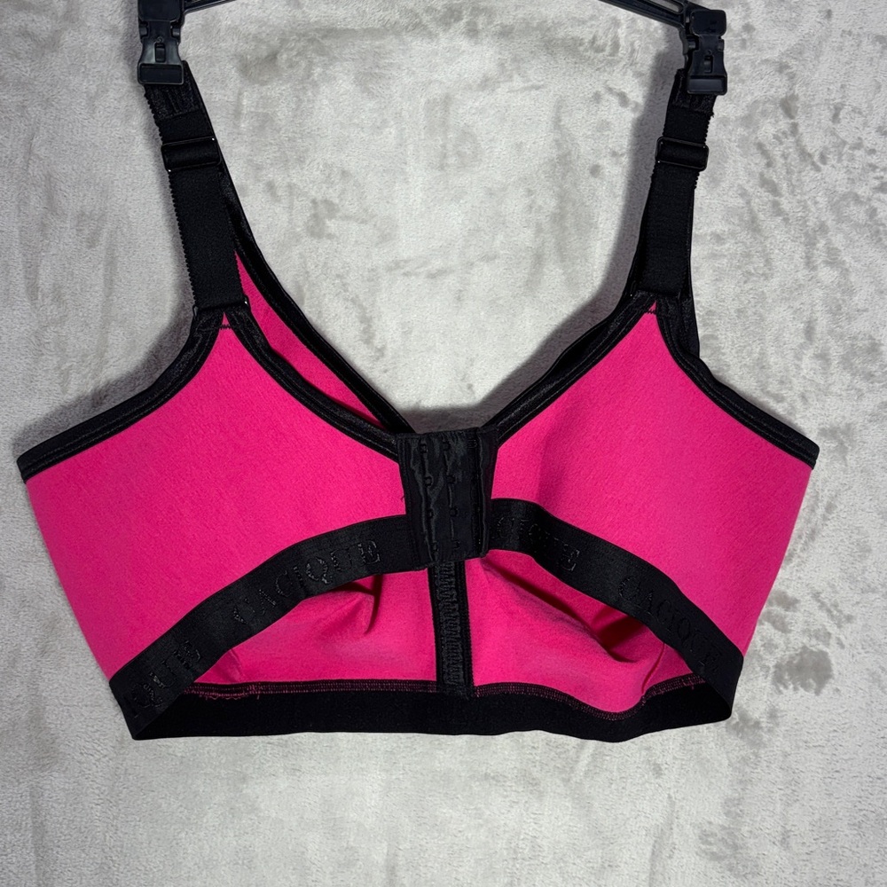 Cacique Unlined No Wire Vibrant Pink and Black Bra 42G - Picture 3 of 7